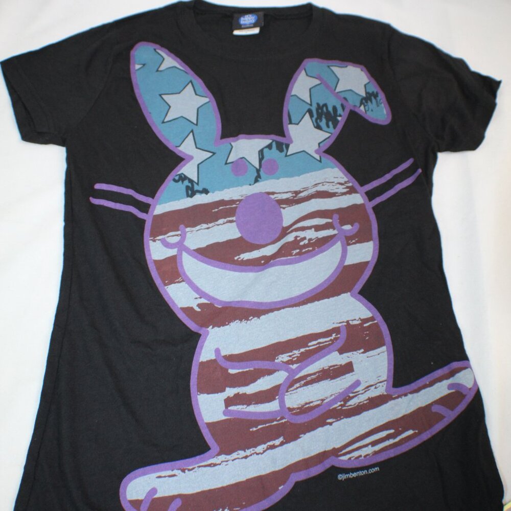 Jim Benton Happy Bunny Women's Large Black T Shirt